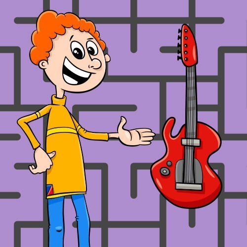 Walk up to your guitar in the maze